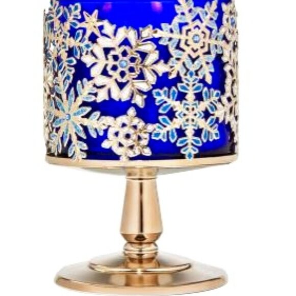 JEWELED SNOWFLAKES PEDESTAL 3-Wick Candle Holder - Picture 1 of 3